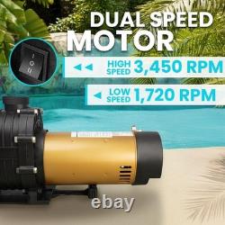 In-Ground Spa 1.75HP Dual Speed High Flow 5,280 GPH 1.5 NPT with Slip-On Fitti