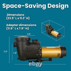 In-Ground Spa 1.75HP Dual Speed High Flow 5,280 GPH 1.5 NPT with Slip-On Fitti
