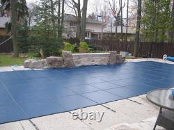 In-Ground Swimming Pool Safety Cover 2-Ply Rectangle Polypropylene Blue Mesh