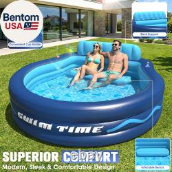 Inflatable Pool with Seats and Headrest, Oversized Thickened Large Blow up Pool f