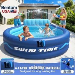 Inflatable Pool with Seats and Headrest, Oversized Thickened Large Blow up Pool f
