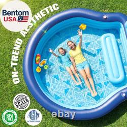 Inflatable Pool with Seats and Headrest, Oversized Thickened Large Blow up Pool f
