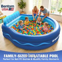 Inflatable Pool with Seats and Headrest, Oversized Thickened Large Blow up Pool f