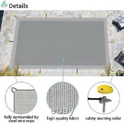 Inground Pool Cover Rectangle Gray Safety Winter Cover Swimming Pool 24'Wx44'L