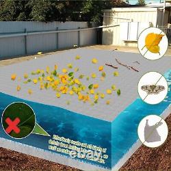 Inground Pool Cover Rectangle Gray Safety Winter Cover Yard Garden Swimming Pool