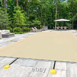 Inground Pool Cover Rectangle Sand Safety Winter Cover Yard Garden Swimming Pool