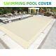 Inground Pool Cover Rectangle Winter Mesh Pool Cover Home Swimming Pool Beige