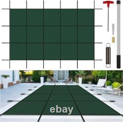 Inground Pool Cover Safety Fits 18x36ft Rectangle Swimming Pool, Mesh Solid Pool
