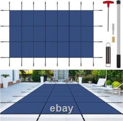 Inground Pool Cover Safety Fits Rectangle Swimming Pool, Mesh Solid Pool Cover f