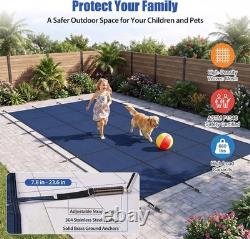 Inground Pool Cover Safety Fits Rectangle Swimming Pool, Mesh Solid Pool Cover f
