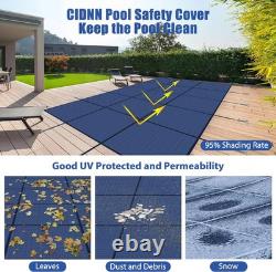 Inground Pool Cover Safety Fits Rectangle Swimming Pool, Mesh Solid Pool Cover f