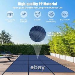 Inground Pool Cover Safety Fits Rectangle Swimming Pool, Mesh Solid Pool Cover f