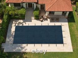 Inground Pool Safety Cover Winter Pool Cover 25 x 45ft with Hardware, Blue Mesh