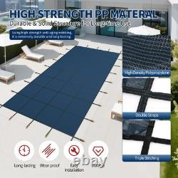 Inground Pool Safety Cover Winter Pool Cover 25 x 45ft with Hardware, Blue Mesh