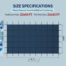 Inground Pool Safety Cover Winter Pool Cover 25 x 45ft with Hardware, Blue Mesh