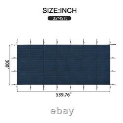 Inground Pool Safety Cover Winter Pool Cover 25 x 45ft with Hardware, Blue Mesh