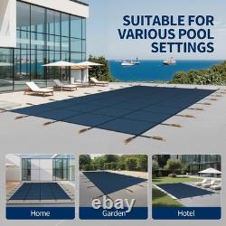 Inground Pool Safety Cover Winter Pool Cover 25 x 45ft with Hardware, Blue Mesh