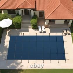 Inground Pool Safety Cover Winter Pool Cover 25 x 45ft with Hardware, Blue Mesh
