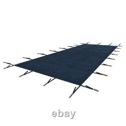 Inground Pool Safety Cover Winter Pool Cover 25 x 45ft with Hardware, Blue Mesh