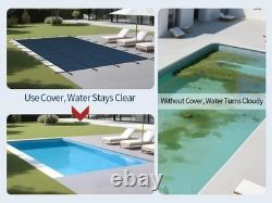 Inground Pool Safety Cover Winter Pool Cover 25 x 45ft with Hardware, Blue Mesh