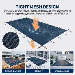 Inground Pool Safety Cover Winter Pool Cover 30 x 50ft with Hardware, Blue Mesh