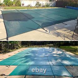 Inground Solid Winter Swimming Pool Cover with Center Step Safety Cover 16X32 FT