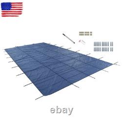 Inground Swimming Pool 18' × 34' Rectangle Safety Pool Covers Blue Mesh