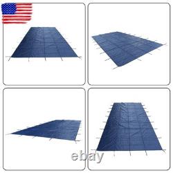 Inground Swimming Pool 18' × 34' Rectangle Safety Pool Covers Blue Mesh