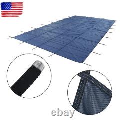 Inground Swimming Pool 18' × 34' Rectangle Safety Pool Covers Blue Mesh