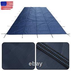 Inground Swimming Pool 18' × 34' Rectangle Safety Pool Covers Blue Mesh