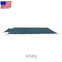 Inground Swimming Pool 18×34ft Rectangle Safety Cover Green Mesh WithCenter Step