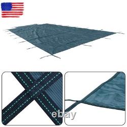 Inground Swimming Pool 18×34ft Rectangle Safety Cover Green Mesh WithCenter Step