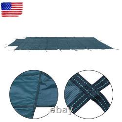Inground Swimming Pool 18×34ft Rectangle Safety Cover Green Mesh WithCenter Step
