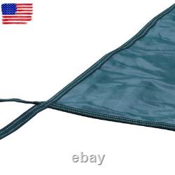 Inground Swimming Pool 18×34ft Rectangle Safety Cover Green Mesh WithCenter Step