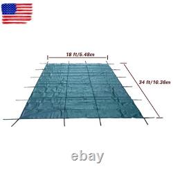 Inground Swimming Pool 18×34ft Rectangle Safety Pool Cover Green Mesh For 16×32