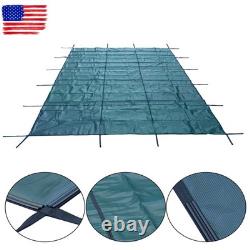 Inground Swimming Pool 18×34ft Rectangle Safety Pool Cover Green Mesh For 16×32
