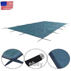 Inground Swimming Pool 18×34ft Rectangle Safety Pool Cover Green Mesh For 16×32