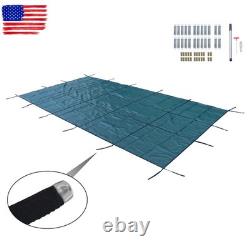 Inground Swimming Pool 18×34ft Rectangle Safety Pool Cover Green Mesh For 16×32