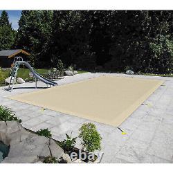 Inground Swimming Pool Cover Rectangle Winter Pool Cover Safety Heavy Duty Beige