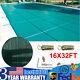 Inground Swimming Pool Cover Safety Rectangle Cover With Center Step 16x32ft Green