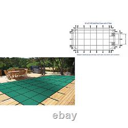 Inground Swimming Pool Cover Safety Rectangle Cover with Center Step 16X32FT Green