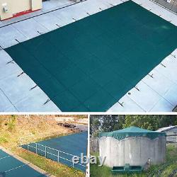 Inground Swimming Pool Cover Solid Pool Cover Cloth withCenter Step Green 16x32ft