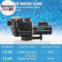 Inground Swimming Pool Pro Pump 1.5 HP, 115V/230V, 97 GPM Self-Priming, Heav