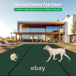 Inground Swimming Pool Safety Cover Fits 16x30ft pool, Mesh Solid Cover, Green