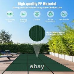 Inground Swimming Pool Safety Cover Fits 16x30ft pool, Mesh Solid Cover, Green