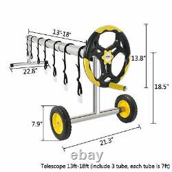 Inground Swimming Pool Solar Cover Reel Spinning 18 Foot Round Pool Cover Winter