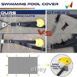 Inground Winter Pool Cover Rectangle Swimming Heavy Duty Safety Mesh Cover Gray