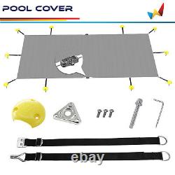 Inground Winter Pool Cover Rectangle Swimming Heavy Duty Safety Mesh Cover Gray