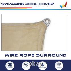 Inground Winter Pool Cover Rectangle Swimming Heavy Duty Safety Mesh Cover Sand