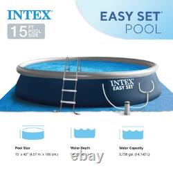 Intex 15'x42 Round Inflatable Outdoor Above Ground Swimming Pool Set(Open Box)